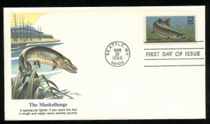 US 2205 Fish Series - Muskellunge UA Fleetwood cachet FDC