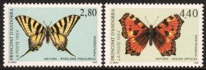 Andorra (French) #443-444  MNH - Butterflies (1994)