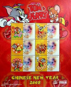 Indonesia Chinese New Year Of Rat 2008 Animation Tom Jerry (sheetlet MNH *c scan