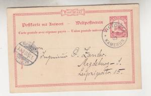 KAMERUN, 1904 Postal Card with Reply, Yacht 10pf., VICTORIA to Magdeburg.