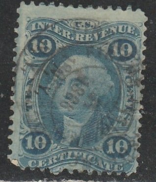 United States  R33    Timbre taxe (Certificate  (O)  1862   Le $0.10