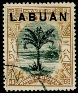 LABUAN SG91b, 3c ochre, FINE USED.