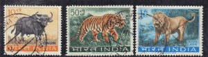 INDIA SC# 361A,365,366 USED  1963 WILDLIFE