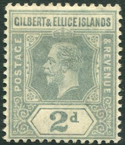 GILBERT & ELLICE ISLANDS-1916 2d Greyish Slate Sg 14 MOUNTED MINT V34660