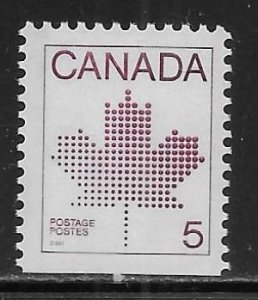 Canada 940 5c Maple Leaf Booklet Single MNH Bottom Imperf