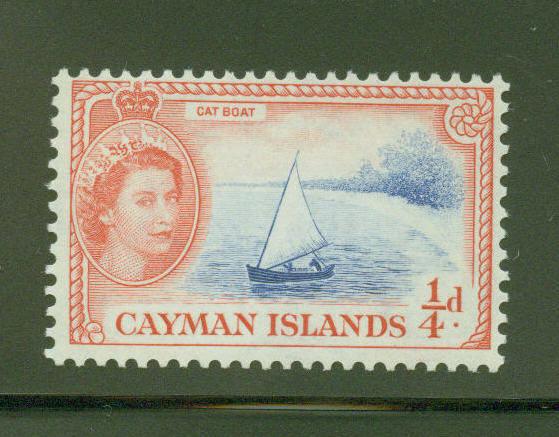 Cayman  Scott 135 QE2 Cat Boat stamp 1953 MH* CV $1.25