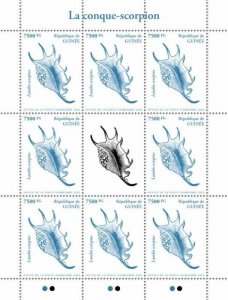 Guinea Seashells Stamps 2020 MNH Sea Shells Scorpion Conch Marine 8v M/S III