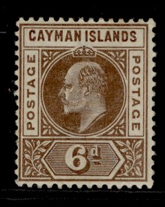 CAYMAN ISLANDS EDVII SG6, 6d brown, M MINT. Cat £35.