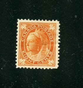 CANADA QUEEN VICTORIA 8c  ORANGE SCOTT #72 MINT HINGED WITH REMNANT--SCOTT $350. 