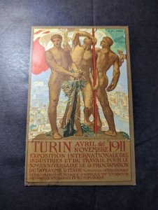 1911 Italy Souvenir Postcard Cover Turin to Paris France