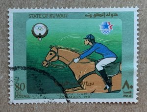 Kuwait 1984 Olympics Equestrian and horse, used. Scott 965, CV $1.90. Mi 1051