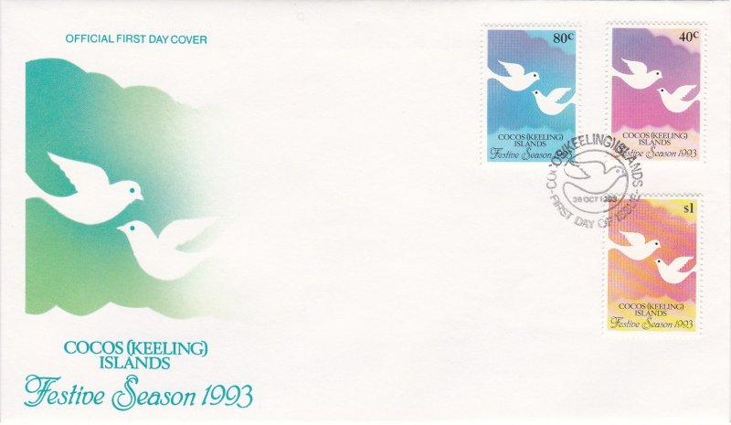 Cocos Islands # 286-288, Festive Season, First Day Cover