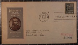 Scott 828 - 24 Cents Harrison  - Ioor FDC - Typed Address - Planty 828-1