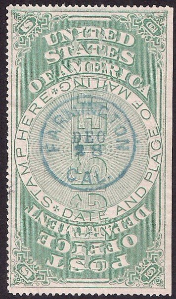 #OXF1 used w/ BEAUTIFUL Blue Farmington Cal postmark SE well centered for this!