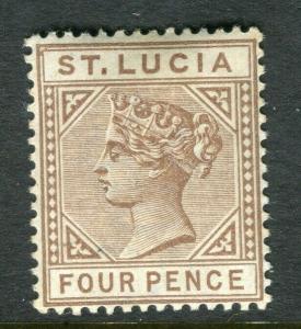 ST. LUCIA; 1890s early classic QV issue Mint hinged 4d. value