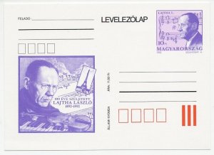 Postal stationery Hungary 1992 László Lajtha - Composer