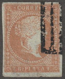 Cuba, stamp, Scott#4,  used, hinged,  2rp,  orange/red