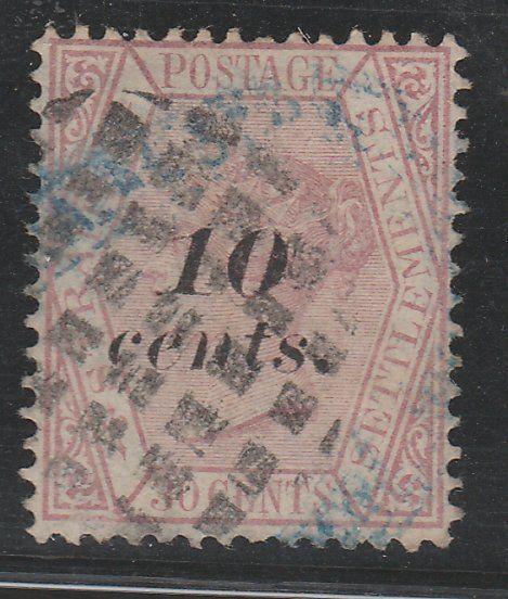 MALAYA STRAITS SETTLEMENTS 1880-81 10c on 30c SG46 used....................65633