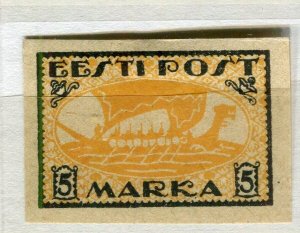 ESTONIA; 1919-20 Imperf pictorial issue fine Mint hinged Shade of 5M. value