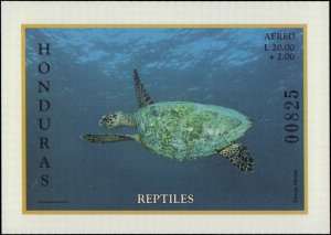 Honduras #C1038, Complete Set Souvenir Sheet, 1998, Turtles, Never Hinged