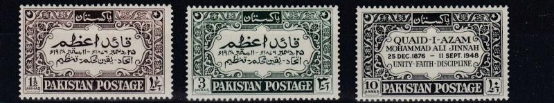 PAKISTAN   1949    S G  52 - 54     SET OF 3     MH  