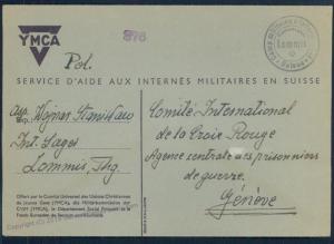 Switzerland WWII Internee Camp Lomis YMCA Polish Prisoner Cover Censored 53807