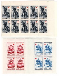 France 1953-1961 MNH Collection of 5 Different Red Cross Booklets Inc. Sc B301a