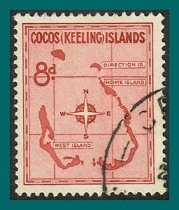 Cocos 1963 Map, used #3,SG3