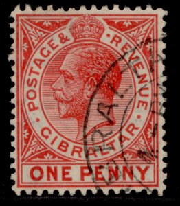 GIBRALTAR GV SG90, 1d carmine-red, FINE USED.