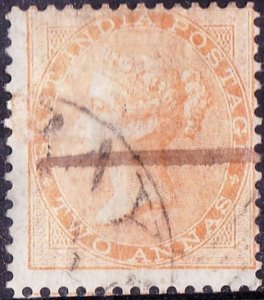 INDIA 1863 QV 2 Anna's Yellow SG43 Used