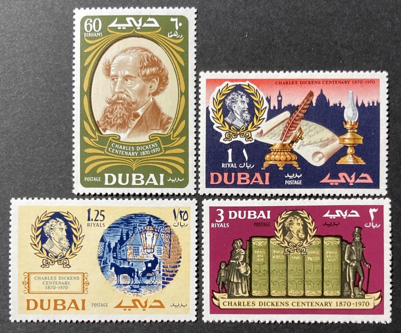 Dubai 1970 #127-30, Charles Dickens, MNH.