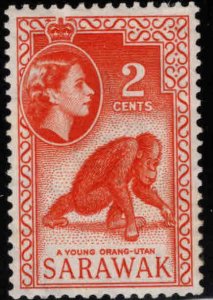 SARAWAK Scott 198 MH* QE2 Orang-Utan stamp