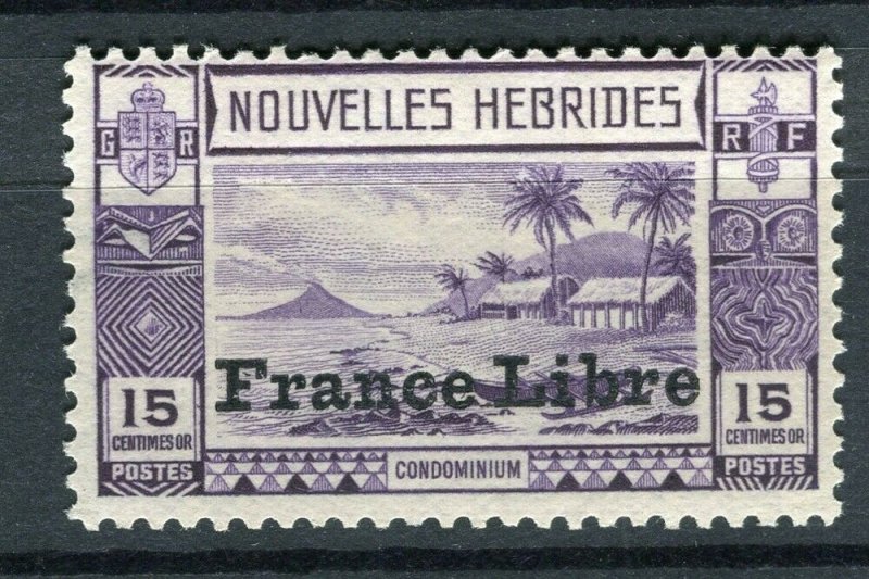 FRENCH; NEW HEBRIDES 1940s FRANCE LIBRE pictorial issue Mint hinged 15c. value