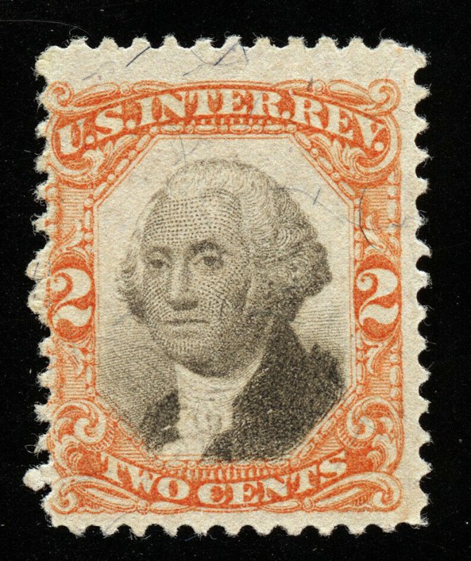 B430 U.S. Revenue Scott R135 3rd issue 2c orange & black, uncancelled