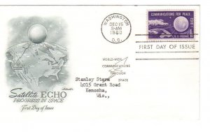 US 1173 (Me-5) 4c Echo 1 Satellite single on FDC Artmaster Cachet ECV $9.00