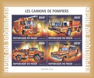 Niger - 2018 Fire Engines - 4 Stamp Sheet - NIG18609a