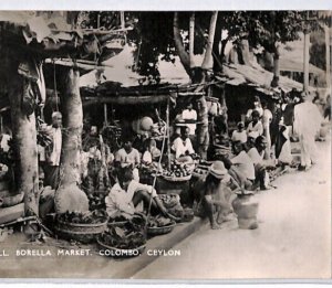 CEYLON Postcard Colombo *BORELLA MARKET/VEGETABLE STALL* PPC Real Photo PJ167