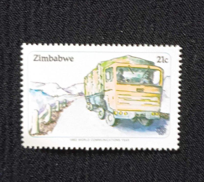 D)1983, ZIMBABWE, STAMP WORLD YEAR OF COMMUNICATIONS, VEHICLES, MNH