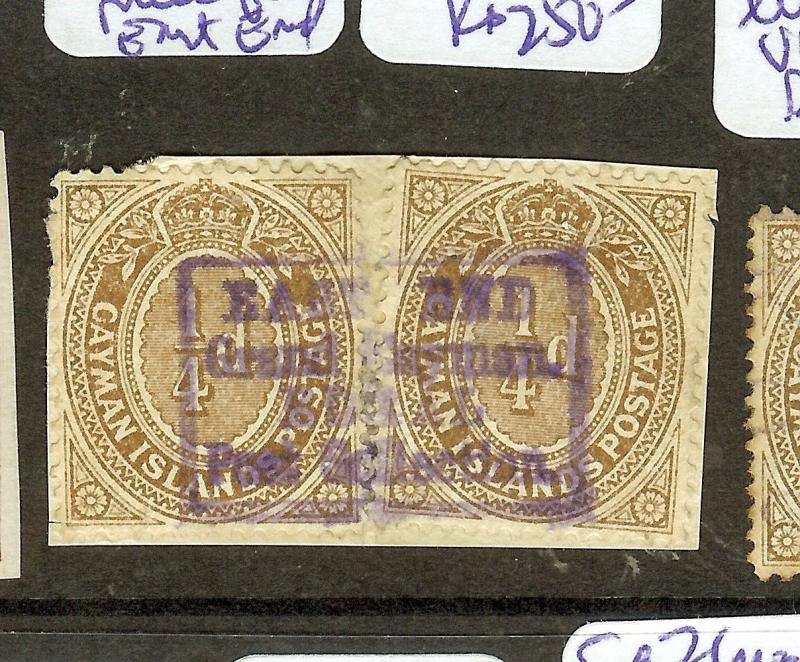 CAYMAN ISLANDS  (P1603B) KGV 1/4DX2 ON PIECE WITH GREAT EAST END CANCEL VFU