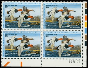 United States #RW54 Mint nh extremely fine  plate block of 4 Cat$70 1987, $10...