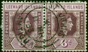 Leeward Is 1938 6d Dp Dull Purple & Bright Purple SG109 Fine Used Pair 'Antig...