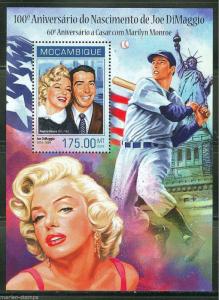 MOZAMBIQUE 2014 100th  BIRTH ANN  JOE DIMAGGIO WITH MARILYN MONROE S/S  MINT NH