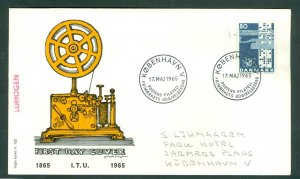 Denmark. FDC Cachet 1965. Telecom.Union  80 Ore Fluorescent.Sc#420. Engr:Slania.