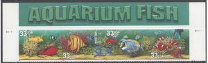 #3317-3320 33c Aquarium Fish Header Strip/4 1999  Mint NH