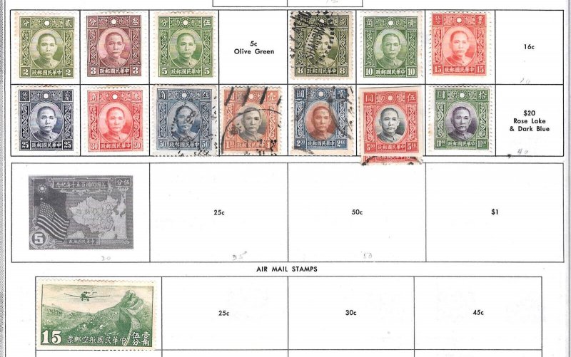 1885-1950 China, Chinese, Formosa, Taiwan stamps, 324 count lot, U,M,H, Ovrprnts 