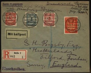 Germany 1923 Inflation Airmail Luftpost Cover Last Day Rate Taxe Percue R 105285