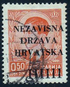 Croatia #1 Yugoslavia Overprint, 1941. Used. Lt. HM