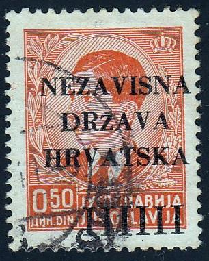 Croatia #1 Yugoslavia Overprint, 1941. Used. Lt. HM