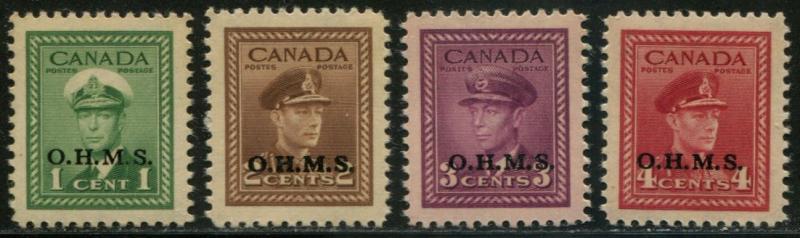 Canada SC# O1-4 George VI o/p O.H.M.S. 1c 2c 3c 4c MLH