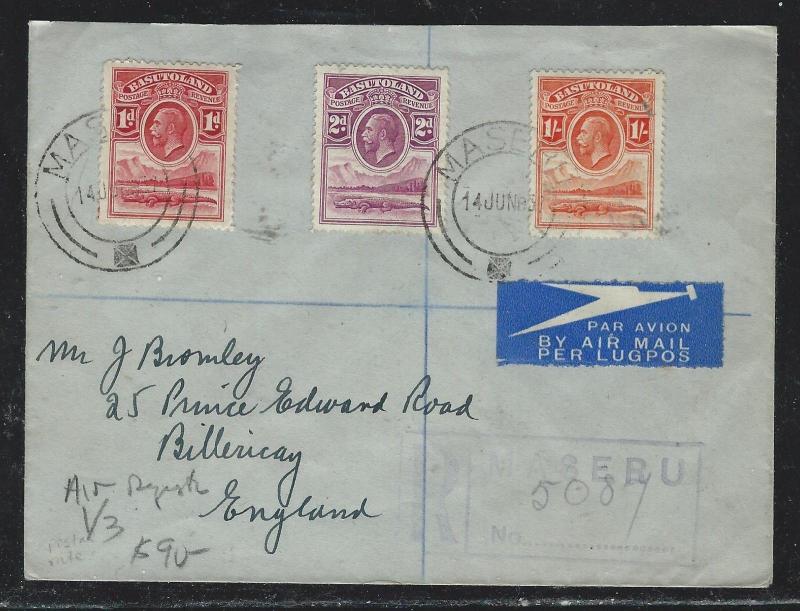 BASUTOLAND (P2709B) 1937 KGV CROCODILE 1D+2D+1/- A/M REG TO ENGLAND